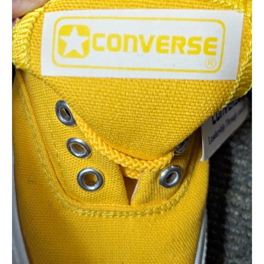 Vintage Boys Converse Yellow Canvas Sneakers Sz 3 USA Skid Grip with Tags Unused